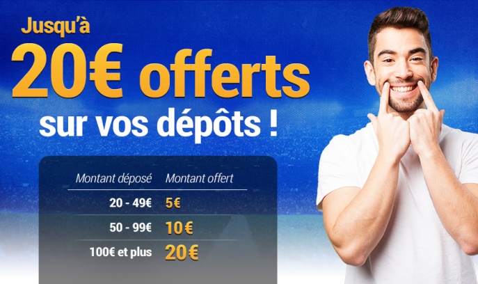 20 euros de paris gratuits sur vos dépôts avec France Pari !