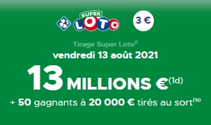 FDJ: 13 millions d'euros à gagner avec le Super Loto du vendredi 13 août !