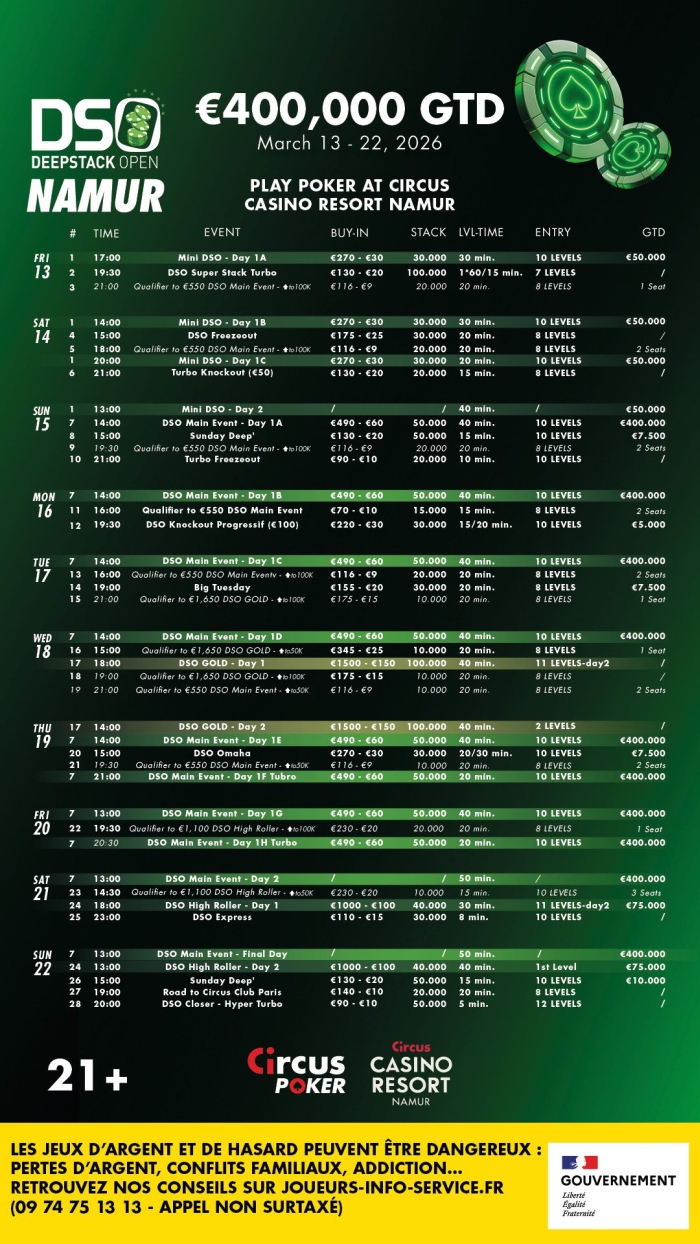 Programme UDSO Namur 2026