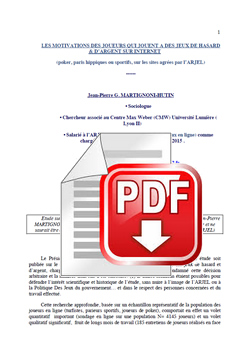 Étude ethnosociologique des jeux d'argent en ligne par Jean-Pierre MARTIGNONI